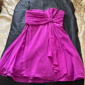 Magenta Strapless Party Dress With Sash